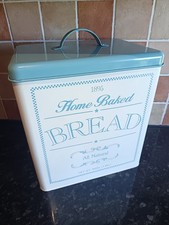 Vintage Retro Enamel Style Bread Bin Duck Egg Blue