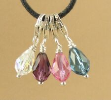 Crystal clip-on charm. Swarovski elements. AB, Pink, Purple, Blue . Silver 925.