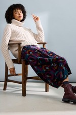 Seasalt Women's Skirt - navy Canvas Work Cord Skirt - Regular - Abstract Figures