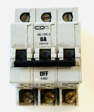 MEM MCB 6 Amp Type 3 Triple Pole 3 Phase M9 6A type 3  63MB3 CIRCUIT BREAKER