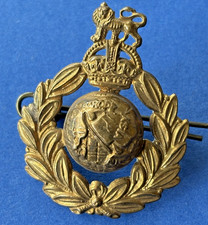 Royal Marines military split pin badge brass