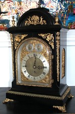 Victorian antique ebonised triple fusee 8 bell bracket clock