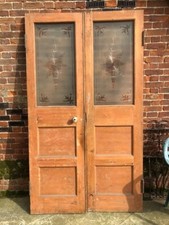 DOORS Double Victorian etch glass decorative 51 1/2" wide x91"x2"glass 18" x37"