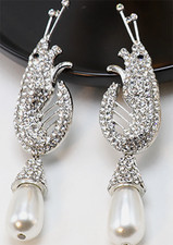 Silver shrimp crystal stud - shrimp,