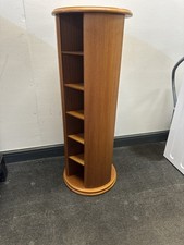 Rotating Revolving Vintage Teak Cd Cassette Holder Storage Adjustable Shelves