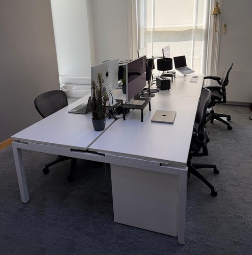 Quad white office desks - white,