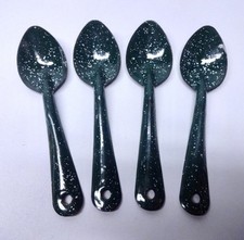 Set of 4 Green Speckled Enamel