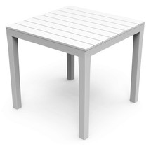 78cm White Square Garden Slatted Plastic Table Patio Balcony Outdoor Furniture