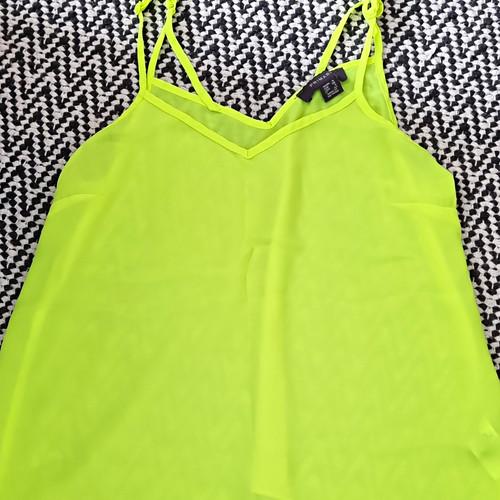 Primark yellow chiffon neck - chiffon, v-neck
