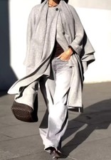 Zara Grey Cape Coat Size M