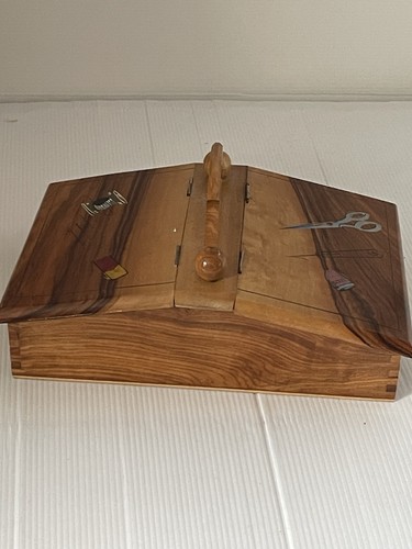 Vintage wooden sewing box with - vintage,