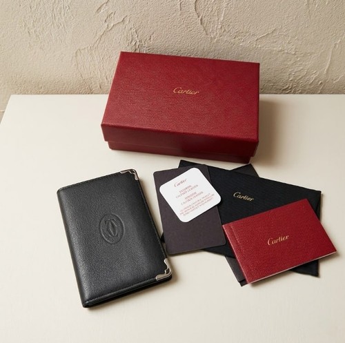 Cartier 4cc black leather card - black,