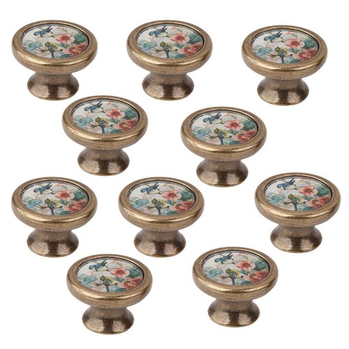 10pc bird flower - 10pc, knobs