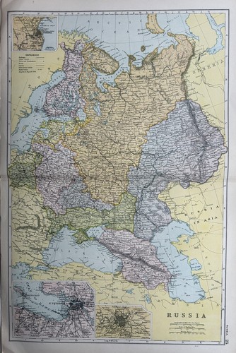 1902 russia antique map - antique,