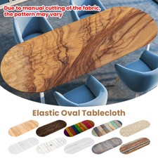 Oval Elastic Tablecloth Wooden