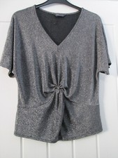 MARKS and SPENCERS M&S Tunic Top Size Large Black + Silver Sparkle Poss Sz 16/18