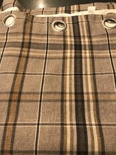 DUNELM 90X90" 229X229CM CHECK LINED EYELET MODERN CURTAINS