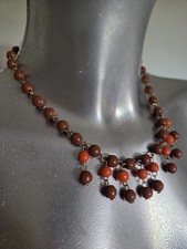 Perfect Vintage Warm Coral Chain Choker Necklace Jewellery Prayer Beads Gift 