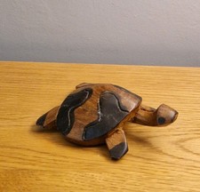 Handcrafted Carved Wooden Turtle Figurine.