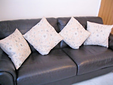 4x Marks & Spencer M&S Brown Neutral Embroidered Floral Cushions 50cm x 50cm-VGC