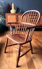 Antique Windsor Bow Back Armchair Georgian Style Elm Stickback Chair