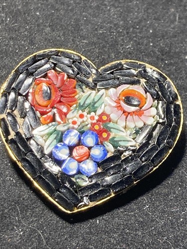 Micro mosaic heart gold - gold, plate