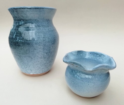 Pair blue studio pottery - pair, vase