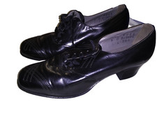 Vintage 1920's 30's Black Leather Shoes by Selby for Sommer & Kaufman Size 5