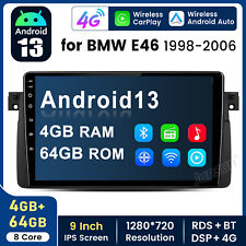 4+64G CarPlay Android 13 Car Radio Stereo GPS Sat Nav 4G Head Unit For BMW 3 E46