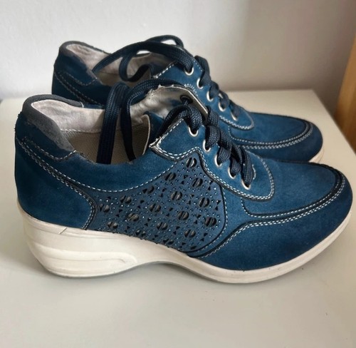 Women blue wedge - blue, trainers