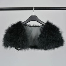 Genuine Ostrich Feather Bolero Shrug Wedding Shawl Winter Warm Bridal Cap G8