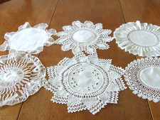 6 Assorted Vintage White Linen