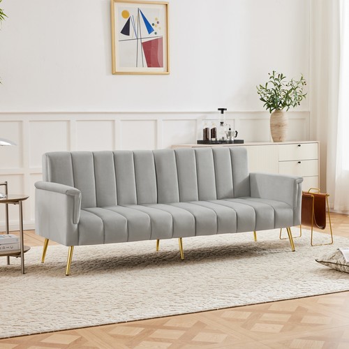 Grey velvet click - velvet, sofa