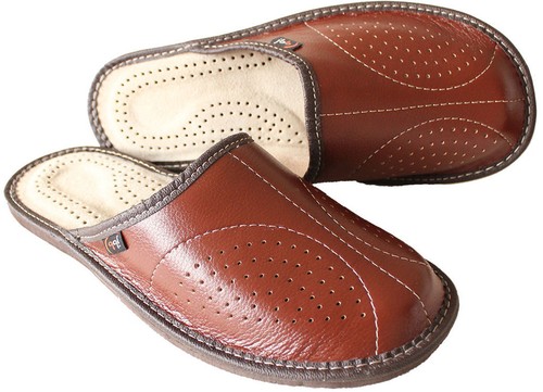 Men leather slippers slip on - leather,