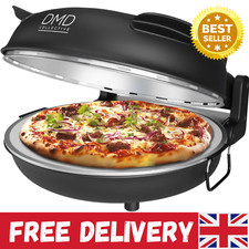 DMD 12'' Electric Pizza Oven with Stone Base, Glass Window & 2 Pizza Paddles 