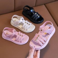 Kids Girls Summer Rivet Sandals Strappy Holiday Beach Princess Roman Shoes Size