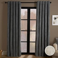 Teddy Fleece Eyelet Curtains Thermal Pair Ready Made Soft Thick Fabric Ring Top