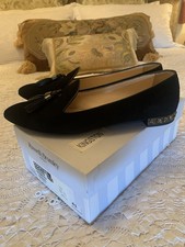 RUSSELL AND BROMLEY SUEDE TASSEL CRYSTAL HEEL LOAFERS SIZE 41