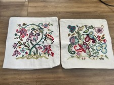 Pair Vintage Crewelwork