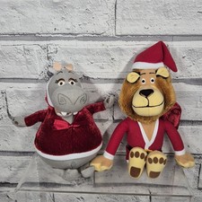 Merry Madagascar Alex And Gloria 7.5" Soft Toy Plush Christmas Lion Hippo 2009