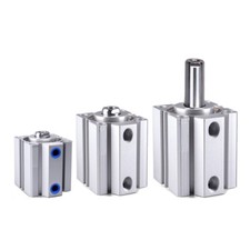 Compact Air Cylinder Pneumatic Aluminium 20-50mm Bore 10-100mm Stroke Thin Type