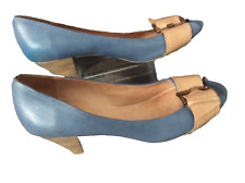 Hispanitas Shoes Women 7UK/41 EU Blue Beige Leather Bow detail Elegant High Heel