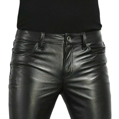 Mens black puleather trousers - puleather,