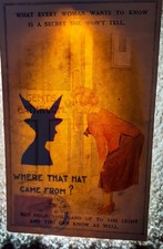 Vintage Novelty comedy postcard. Hold to the Light 1920s