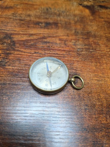 Antique pocket compass brass - pocket,