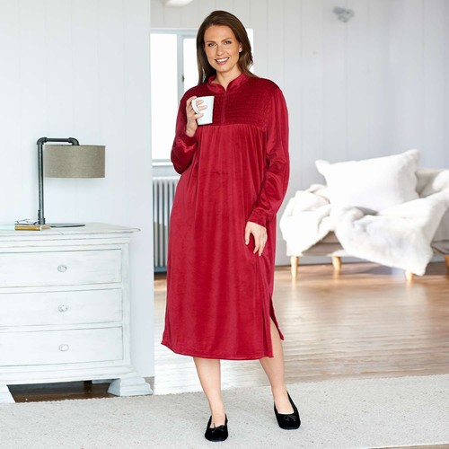 Velour zip dressing gown - velour,