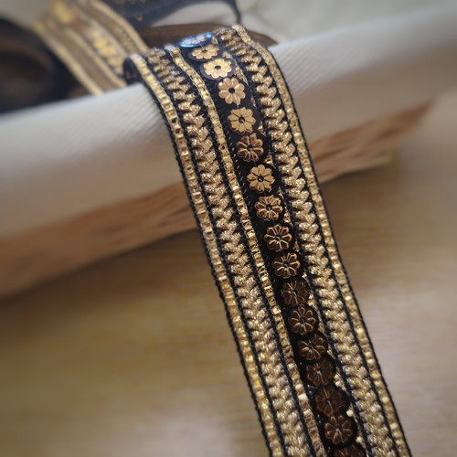 35mm black gold metallic - black, trim