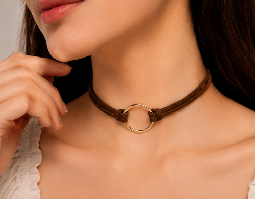 Brown velvet choker necklace - choker,