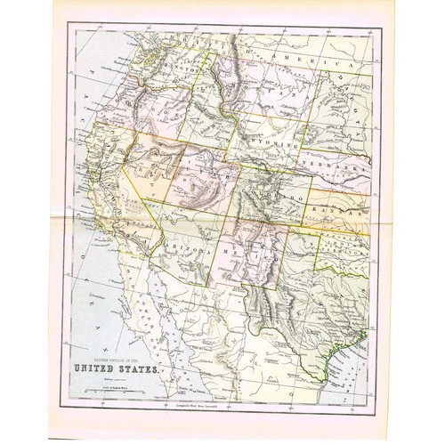 Antique map 1885 - map, united