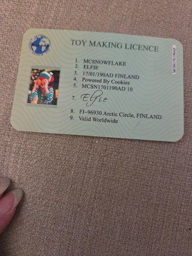 Elf prop toy making licence - making,